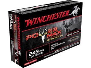 Winchester Power Max Bonded Ammunition 243 Winchester 100 Grain Protected Hollow Point Box of 20 For Sale