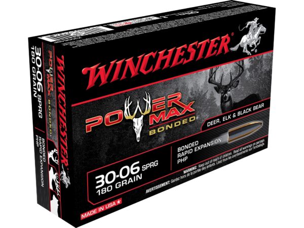 Winchester Power Max Bonded Ammunition 30 06 Springfield 180 Grain Protected Hollow Point Box of 20 For Sale 1