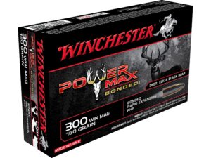 500 Rounds of Winchester Power Max Bonded Ammunition 300 Winchester Magnum 180 Grain Protected Hollow Point Box of 20 For Sale