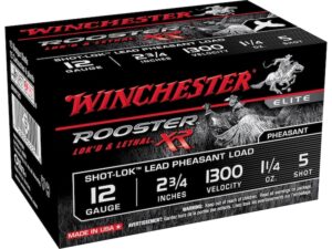 Winchester Rooster XR Pheasant Ammunition 12 Gauge 2-3/4" 1-1/4 oz #5 Copper Plated Shot Box of 15 For Sale