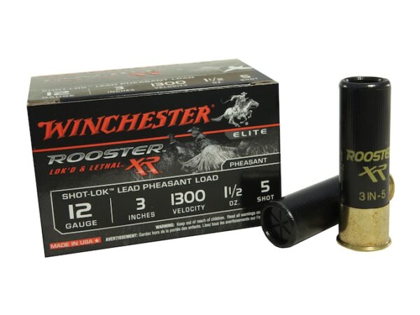 Winchester Rooster XR Pheasant Ammunition 12 Gauge 3" 1-1/2 oz #5 Shot-Lok Copper Plated Shot Box of 15 For Sale