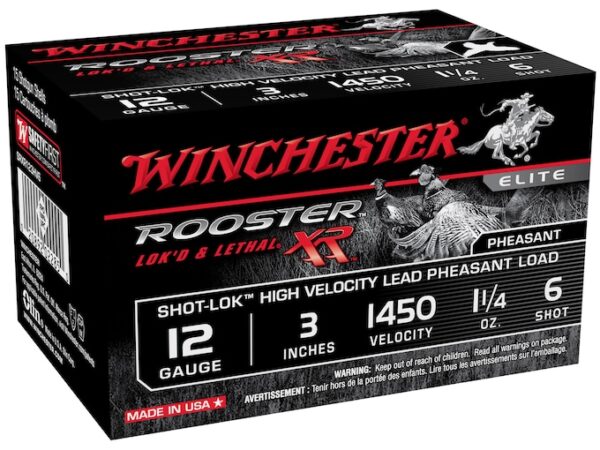 Winchester Rooster XR Pheasant Ammunition 12 Gauge 3" 1-1/4 oz #6 Shot-Lok Copper Plated Shot Box of 15 For Sale