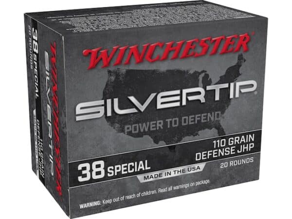 Winchester Silvertip Defense Ammunition 38 Special 110 Grain Jacketed Hollow Point Box of 20 For Sale