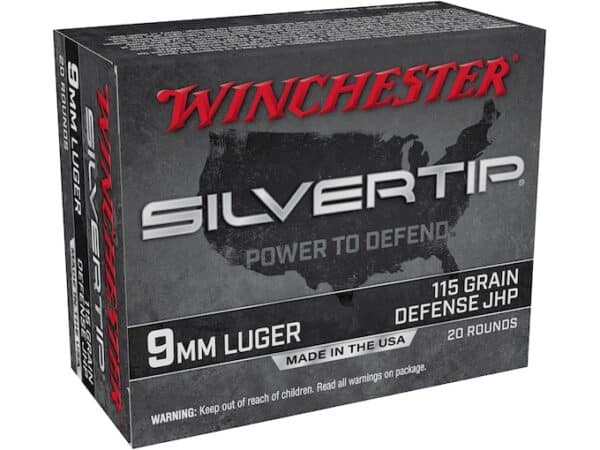 Winchester Silvertip Defense Ammunition 9mm Luger 115 Grain Jacketed Hollow Point Box of 20 For Sale