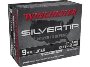 Winchester Silvertip Defense Ammunition 9mm Luger 147 Grain Jacketed Hollow Point Box of 20 For Sale
