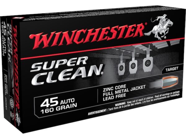 Winchester Super Clean NT Ammunition 45 ACP 160 Grain Full Metal Jacket Lead-Free For Sale