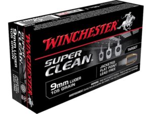 Winchester Super Clean NT Ammunition 9mm Luger 105 Grain Jacketed Flat Point