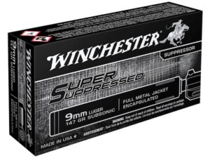 Winchester Super Suppressed Ammunition 9mm Luger 147 Grain Full Metal Jacket For Sale