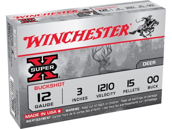 Winchester Super-X Ammunition 12 Gauge 3" Buffered 00 Buckshot 15 Pellets For Sale