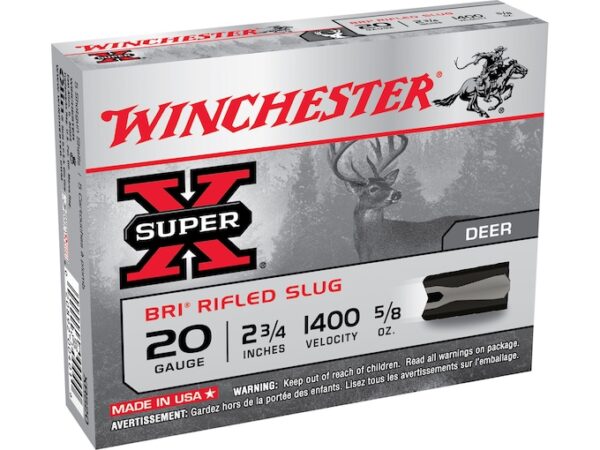 Winchester Super-X Ammunition 20 Gauge 2-3/4" 5/8 oz BRI Sabot Slug Box of 5 For Sale