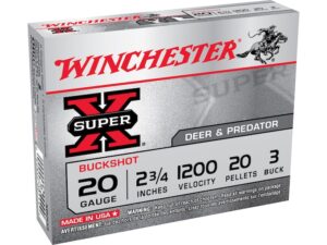 Winchester Super-X Ammunition 20 Gauge 2-3/4" Buffered #3 Buckshot 20 Pellets For Sale