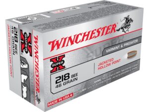 Winchester Super-X Ammunition 218 Bee 46 Grain Jacketed Hollow Point Box of 50 For Sale