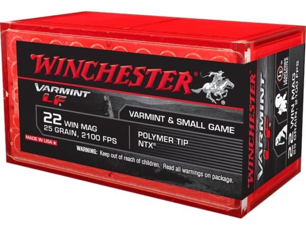 Winchester Super-X Ammunition 22 Winchester Magnum Rimfire (WMR) 25 Grain NTX Polymer Tip Lead-Free For Sale