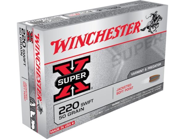 Winchester Super-X Ammunition 220 Swift 50 Grain Pointed Soft Point Box of 20 For Sale