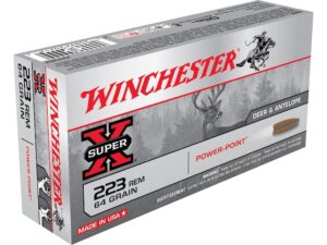 Winchester Super-X Ammunition 223 Remington 64 Grain Power-Point Box of 20 For Sale