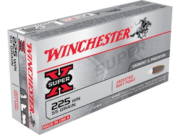 Winchester Super-X Ammunition 225 Winchester 55 Grain Pointed Soft Point Box of 20 For Sale