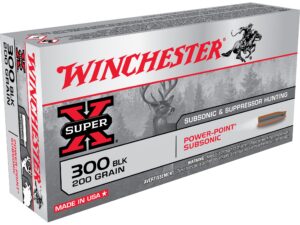 500 Rounds of Winchester Super-X Ammunition 300 AAC Blackout Subsonic 200 Grain Power-Point Box of 20 For Sale
