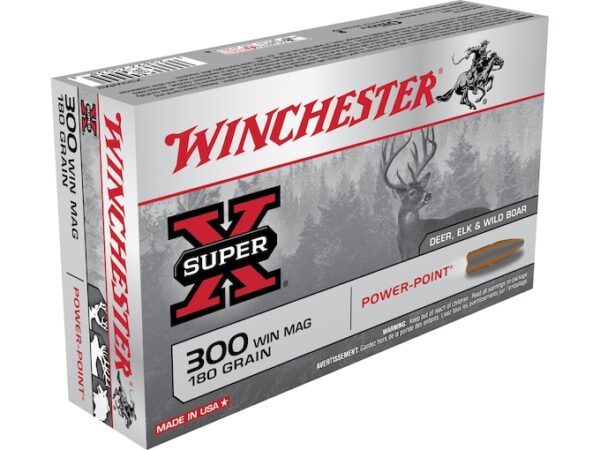 Winchester Super-X Ammunition 300 Winchester Magnum 180 Grain Power-Point Box of 20 For Sale