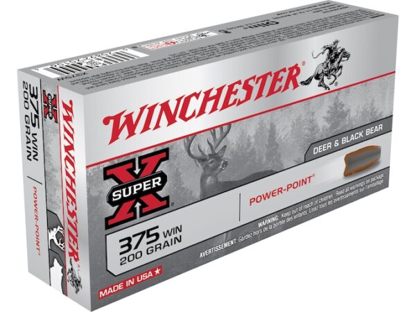 Winchester Super-X Ammunition 375 Winchester 200 Grain Power-Point Box of 20 For Sale