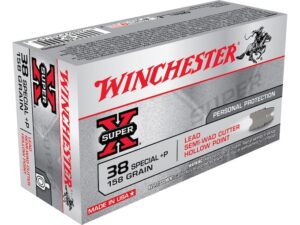 Winchester Super-X Ammunition 38 Special +P 158 Grain Lead Hollow Point Semi-Wadcutter Box of 50 For Sale