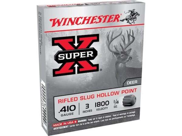Winchester Super-X Ammunition 410 Bore 3" 1/4 oz Rifled Slug Box of 5 For Sale