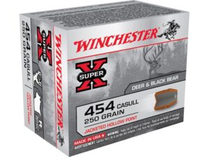 Winchester Super-X Ammunition 454 Casull 250 Grain Jacketed Hollow Point Box of 20 For Sale