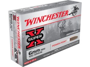 Winchester Super-X Ammunition 6mm Remington 100 Grain Power-Point Box of 20 For Sale