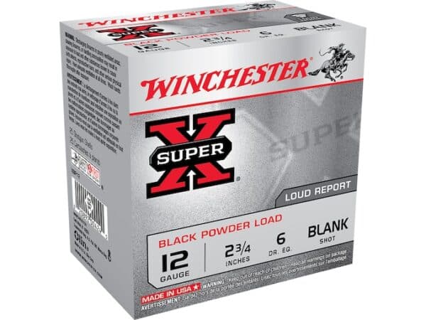 Winchester Super-X Black Powder Blank Ammunition 12 Gauge 2-3/4" Box of 25 For Sale