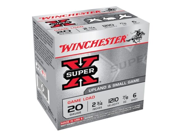 Winchester Super-X Game Load Ammunition 20 Gauge 2-3/4" 7/8 oz #6 Shot Box of 25 For Sale