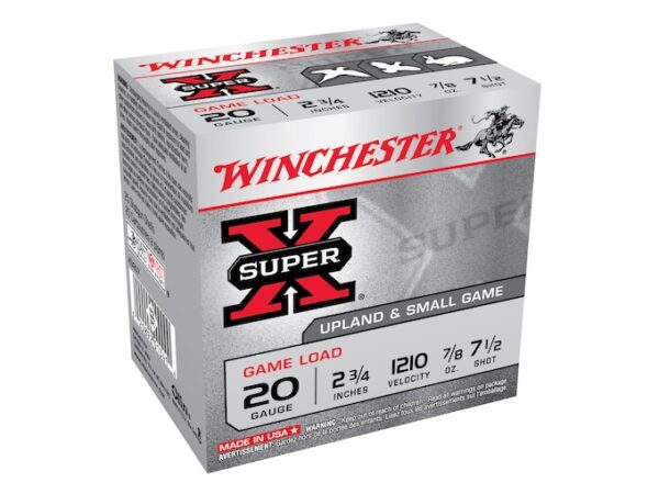 Winchester Super-X Game Load Ammunition 20 Gauge 2-3/4" 7/8 oz #7-1/2 Shot Box of 25 For Sale