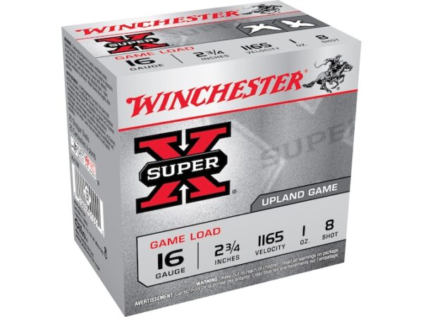 Winchester Super-X Game Loads Ammunition 16 Gauge 2-3/4" 1 oz #8 Shot Box of 25 For Sale