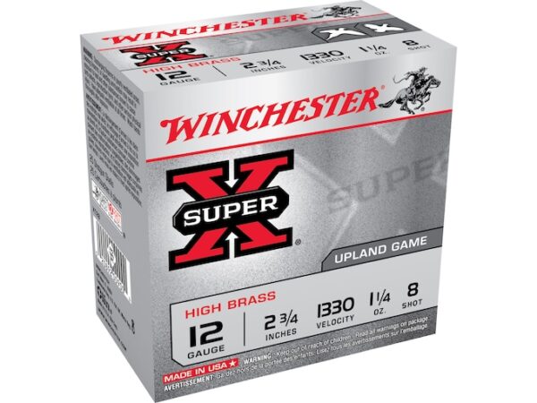 Winchester Super-X High Brass Ammunition 12 Gauge 2-3/4" 1-1/4 oz #8 Shot Box of 25 For Sale
