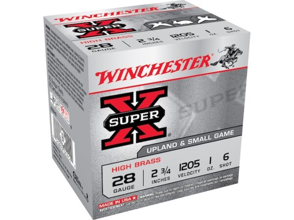 Winchester Super-X High Brass Ammunition 28 Gauge 2-3/4" 1 oz #6 Shot Box of 25 For Sale