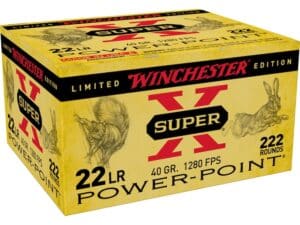 Winchester Super-X High Velocity Ammunition 22 Long Rifle 40 Grain Power-Point Plated Lead Hollow Point For Sale