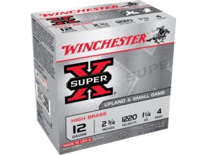 500 Rounds of Winchester Super-X Pheasant Ammunition 12 Gauge 2-3/4″ 1-1/4 oz #4 Shot Box of 25 For Sale