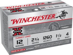 Winchester Super-X Turkey Ammunition 12 Gauge 2-3/4" 1-1/2 oz #4 Copper Plated Shot Box of 10 For Sale