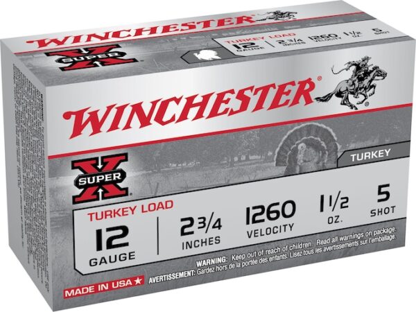 Winchester Super-X Turkey Ammunition 12 Gauge 2-3/4" 1-1/2 oz #5 Copper Plated Shot Box of 10 For Sale