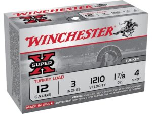 Winchester Super-X Turkey Ammunition 12 Gauge 3" 1-7/8 oz #4 Copper Plated Shot Box of 10 For Sale