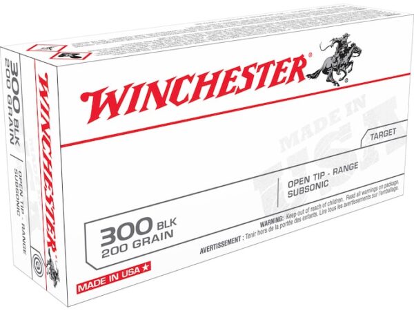 Winchester USA Ammunition 300 AAC Blackout Subsonic 200 Grain Open Tip Range Box of 20 For Sale