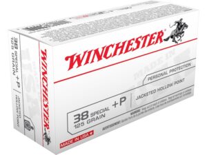 Winchester USA Ammunition 38 Special +P 125 Grain Jacketed Hollow Point Box of 50 For Sale