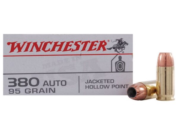 Winchester USA Ammunition 380 ACP 95 Grain Jacketed Hollow Point Box of 50 For Sale