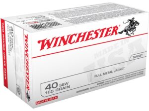 Winchester USA Ammunition 40 S&W 165 Grain Full Metal Jacket Flat Nose For Sale