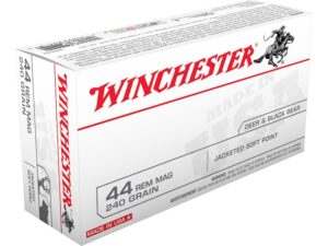 Winchester USA Ammunition 44 Remington Magnum 240 Grain Jacketed Soft Point Box of 50 For Sale