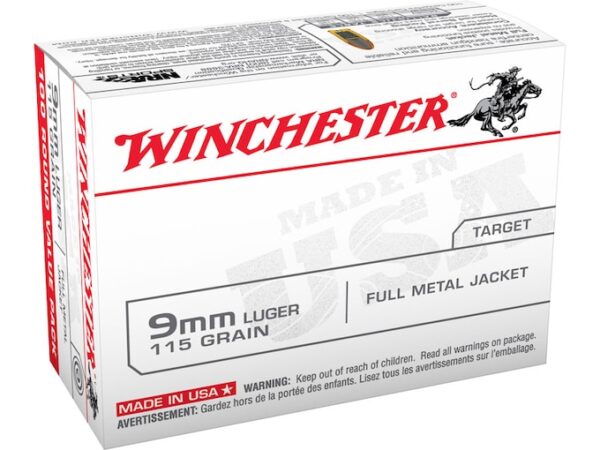 Winchester USA Ammunition 9mm Luger 115 Grain Full Metal Jacket For Sale