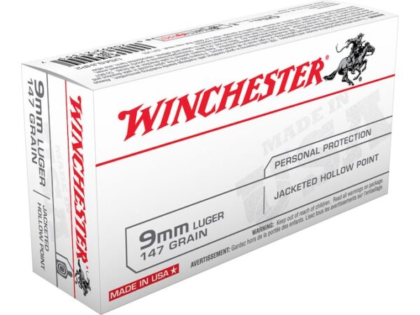 Winchester USA Ammunition 9mm Luger 147 Grain Jacketed Hollow Point For Sale