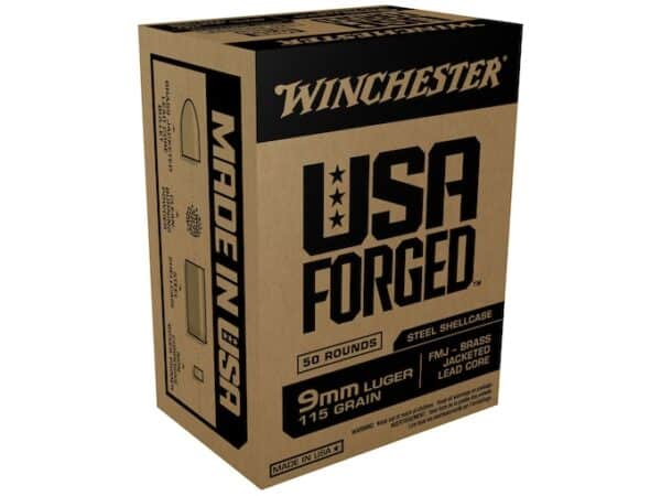 Winchester USA Forged Ammunition 9mm Luger 115 Grain Full Metal Jacket Steel Case For Sale