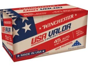 Winchester USA Valor Ammunition 45 ACP 230 Grain Full Metal Jacket For Sale