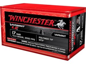 Winchester Varmint Ammunition 17 Hornady Magnum Rimfire (HMR) 15.5 Grain Hornady NTX Lead-Free For Sale