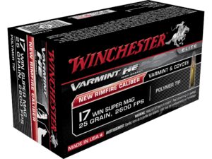 500 Rounds of Winchester Varmint High Energy Ammunition 17 Winchester Super Magnum 25 Grain Hornady V-MAX For Sale
