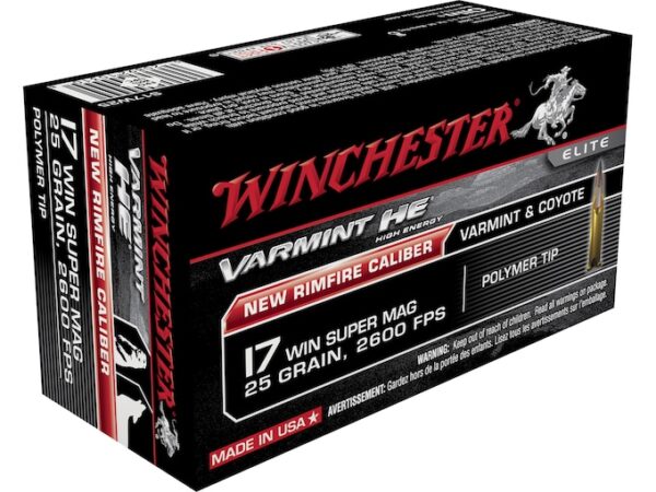 Winchester Varmint High Energy Ammunition 17 Winchester Super Magnum 25 Grain Hornady V-MAX For Sale